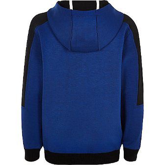 Boys blue block zip hoodie